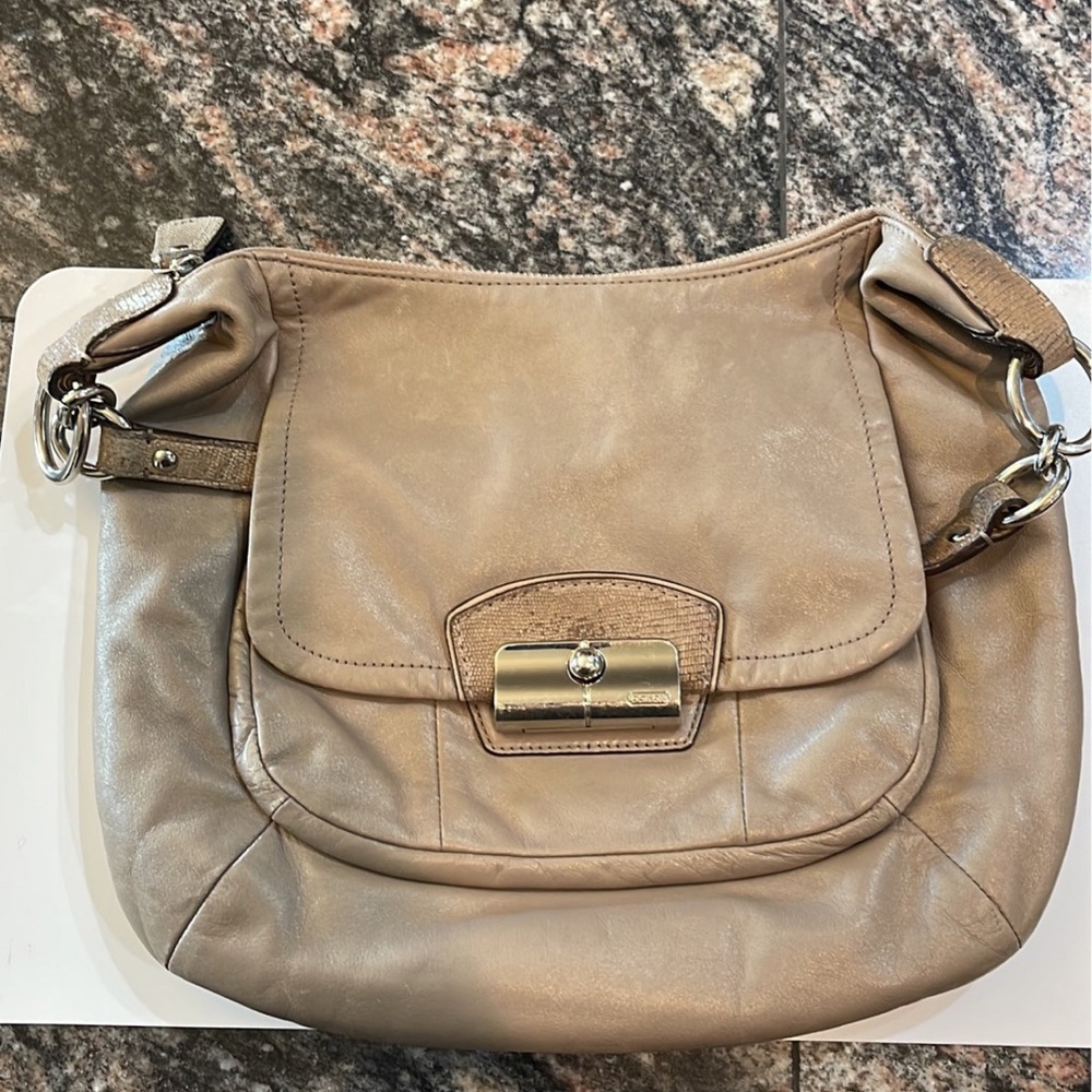 Women’s COACH 19293 Taupe Leather Kristin Hobo shoulder purse- leather